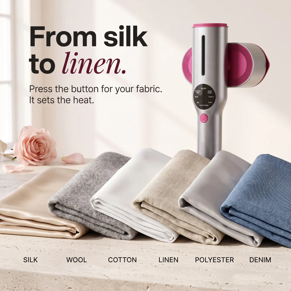 From silk to linen: fabric settings for silk, wool, cotton, linen, polyester and denim