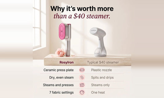 RosyIron SteamerPro compared with a typical $40 plastic steamer