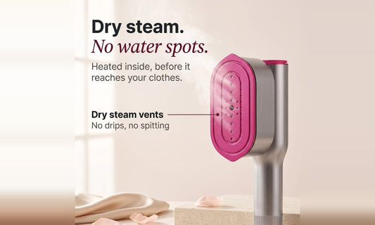 Dry steam vents on the RosyIron SteamerPro ceramic plate: no drips, no water spots