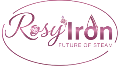 Rosy Iron logo with a rose design on a white background