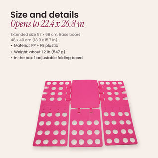 RosyIron adjustable folding board size guide, opens to 22.4 x 26.8 inches, PP and PE plastic
