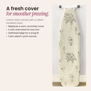 RosyIron cotton-linen ironing board cover with insulation layer and drawstring edge for smoother pressing