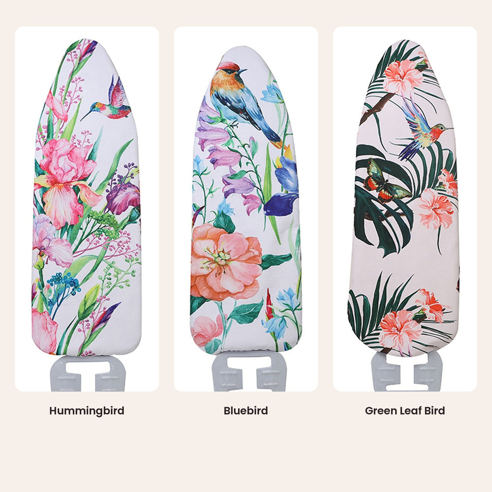 RosyIron printed ironing board cover in three designs, Hummingbird, Bluebird and Green Leaf Bird