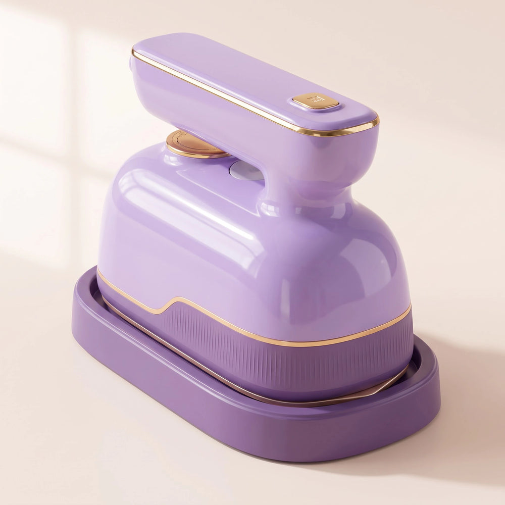 RosyIron MiniPro 2-in-1 mini steamer and iron in lavender with gold trim