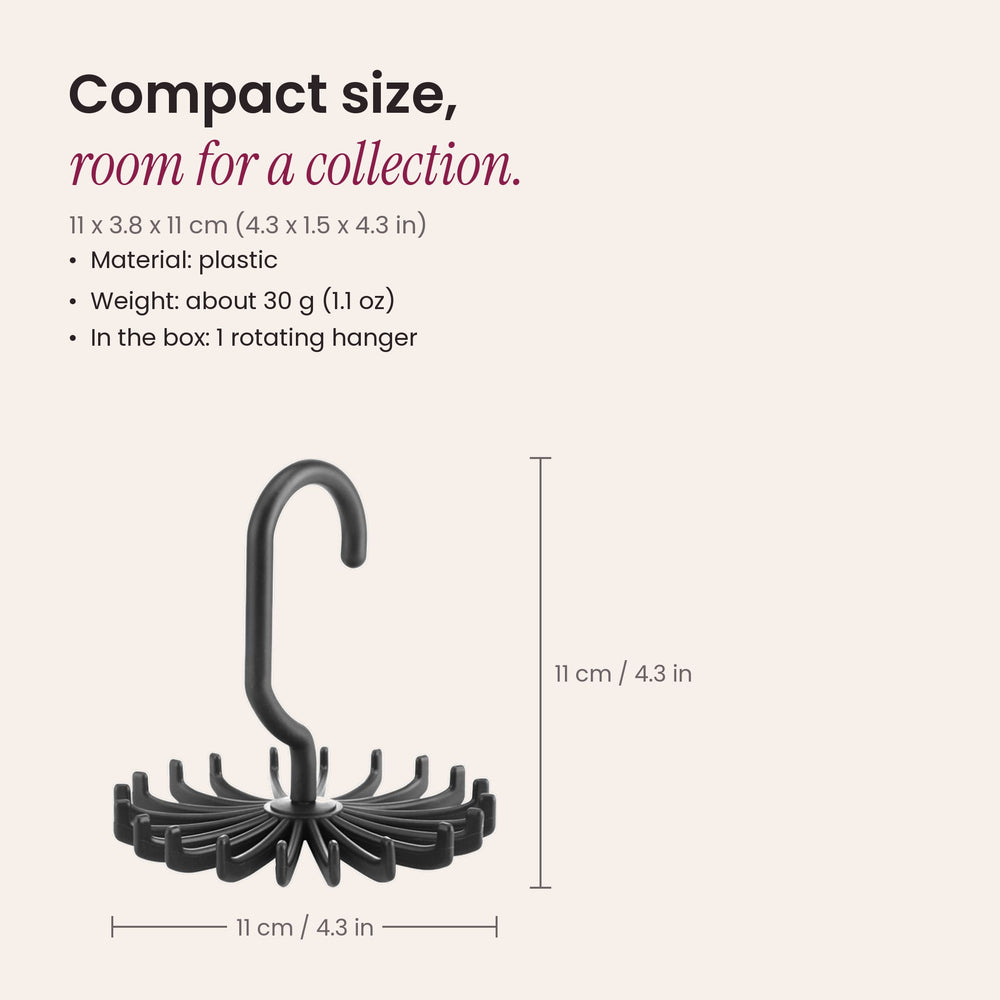 RosyIron rotating belt and scarf hanger size chart, 11 x 11 cm, about 4.3 inches