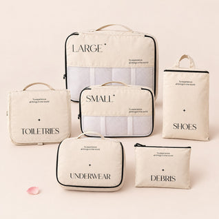 RosyIron travel packing cubes set, six cream bags